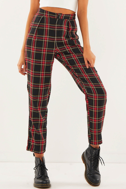 The new version women's wear loose trousers waist sweet grid in cotton ladies casual pants
