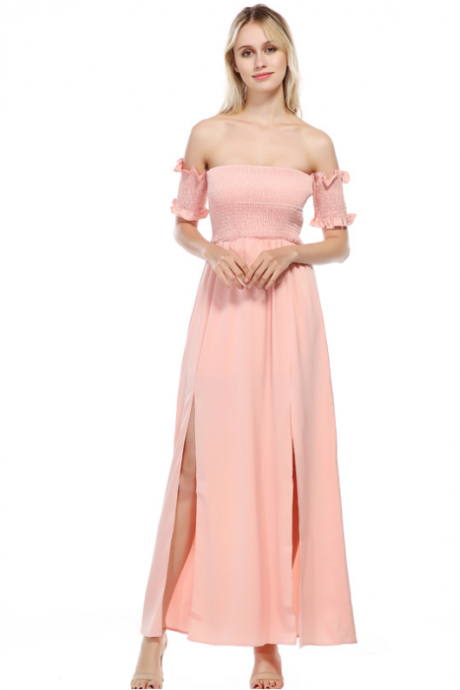 Sexy Solid Color High-waisted Slit Dress Long Skirt
