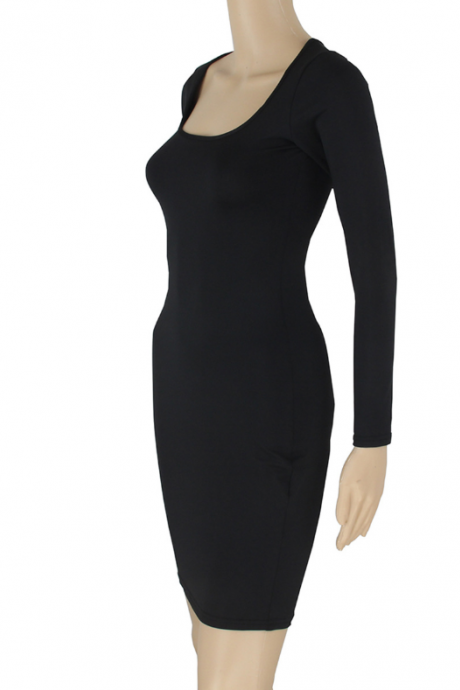 Hot style long sleeved square collared dress with tight bottom