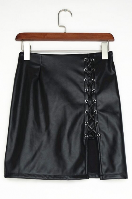 Hot style short skirt pu leather skirt