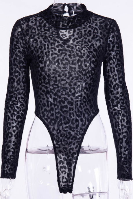 Hot Style Jumpsuit Stripe Temperament Casual Undershirt Sexy Leopard Print