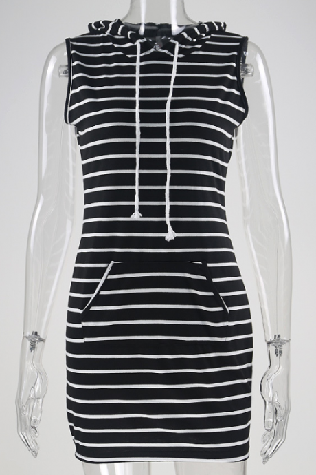 Hot style striped dress with halter top
