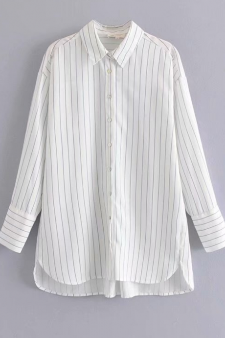 2019 Loose Striped Women's Loose Shirt Top
