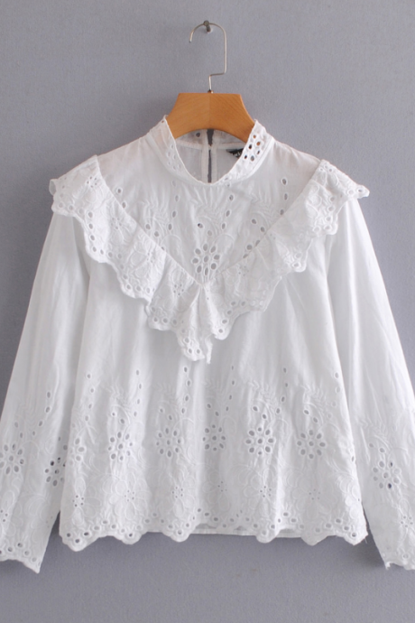 Selling Embroidery White Shirt Doll Shirt Top