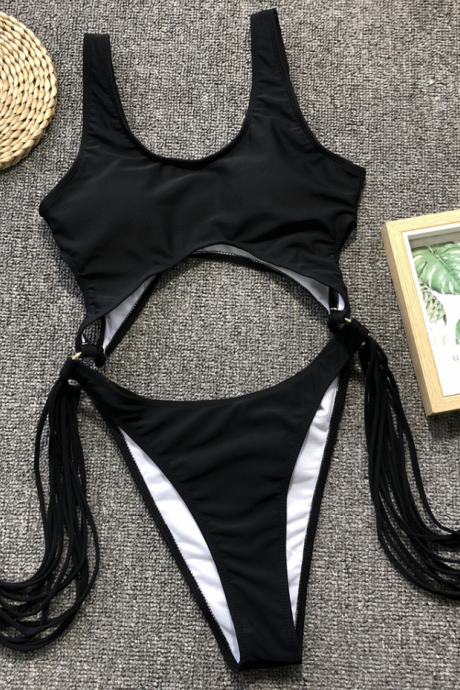 2019 Explosion Models One-piece Swimsuit Sexy Hollow Steel Tassel One-piece Bikini