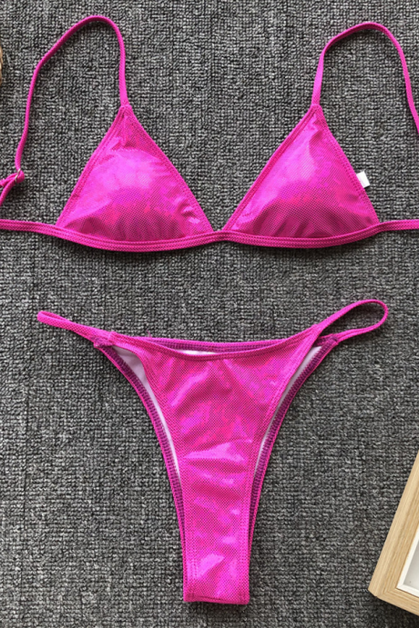 2019 Ladies Split Special Bright Solid Color Swimsuit Sexy