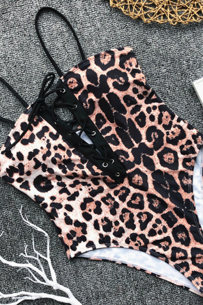 Sexy retro leopard print bikini eyewear ladies swimsuit