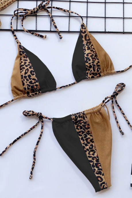 2019 Explosion Models Bikini Sexy Stitching Triangle Bag Swimsuit Ladies Swimsuit