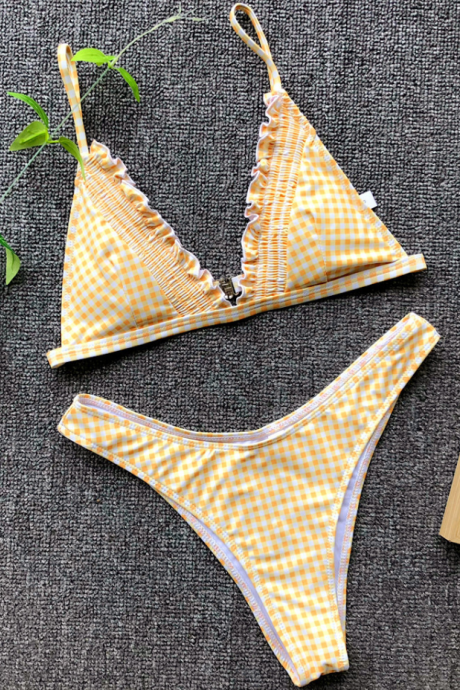 2019 Bikini Swimsuit Ladies Sexy Plaid Swimsuit