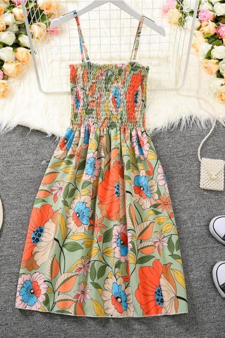 Summer Style, Fresh And Sweet, Full Printed Fruits, Freely Adjustable Color Sling Stretch Elastic Skirt