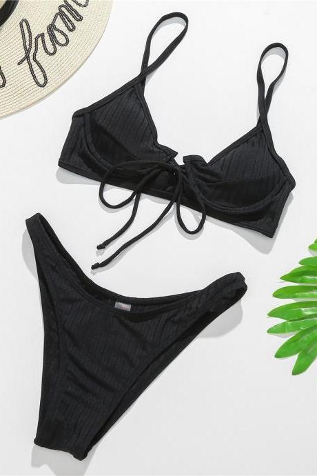 New underwire gathered swimsuit sexy bikini swimwear