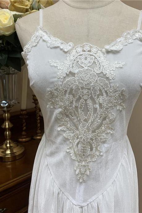 Palace Wind White Glacier Lover Vintage Velvet Splice Dress