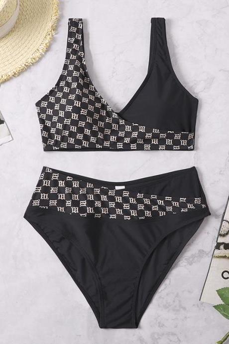 Sexy check print swimsuit slimming swimsuit