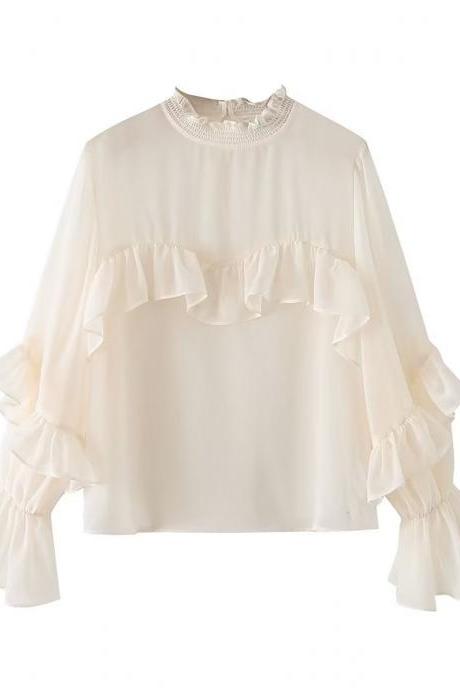 Autumn Women&amp;#039;s Layered Decorative Translucent Shirt