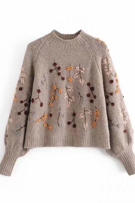 Autumn Women's Beaded Knitwear Sweater