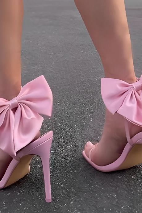 Fashion High Heels Bowknot Personalized Slim Heel Rhinestone Sandals