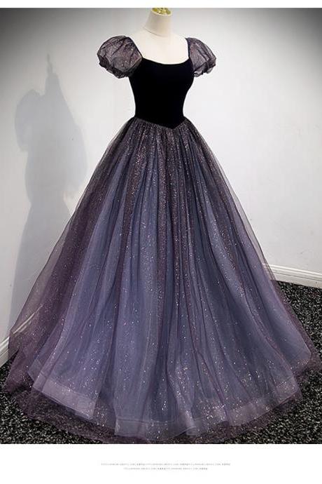 Long Bubble Sleeve Evening Dress 2023 New Style Banquet Dress Temperament French Poached Dress Sen Vocal Art Examination Dress