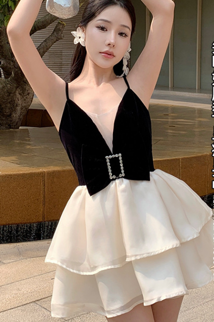 Velvet Strap Dress 2023 Bow Skirt Ballet Style To Wear With Pompadour Skirt