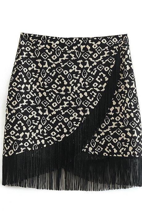 Flow-sue Decorated Double Flaperon Printed Skirt Skirt Woman