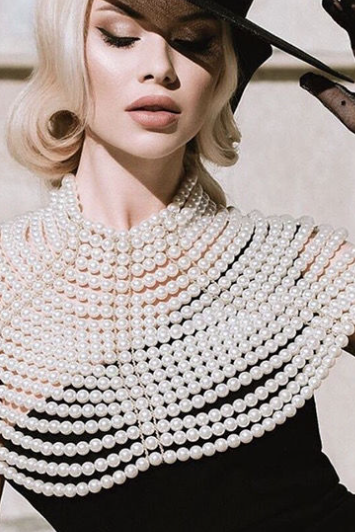Pearl Pendant Wave Dress Host Clothing Accessories Handwoven Shawl
