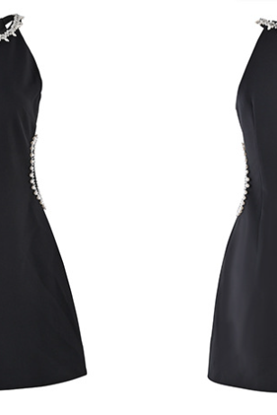 Black Pearl Halving Waist Female 2023 Temperament Slim Sexy Sleeveless Senior Dress