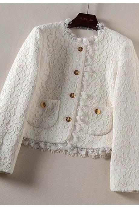 Autumn Heavy Lace Short Cardigan Top