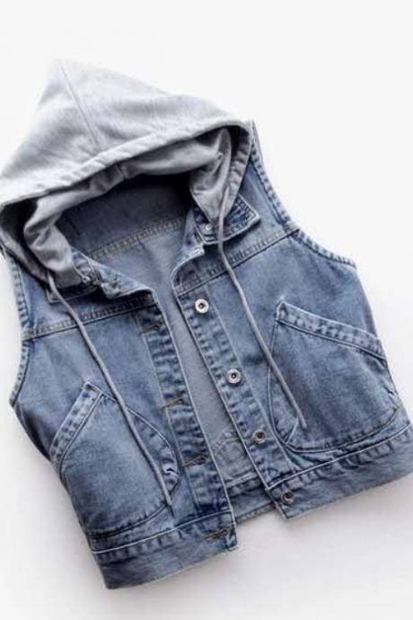 Denim Waistcoat Female Foreign Style Embroidery All Korean Version Short Jacket Student Jacket Vest