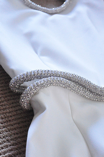 Studded Diamond Cutout Dress Ladylike Midi Party Annual Banquet Dress Woman