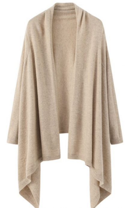 Autumn Ladies Wool Style Outside With A Solid Color Shawl With Warm And Comfortable Knitted Cardigan Sweater Top