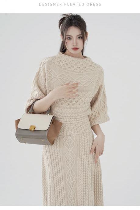 Women's Dress Autumn/winter Design Sense Knit Skirt Advanced Sense Fanny Pack Hip Skirt Women's Sweater Long Skirt