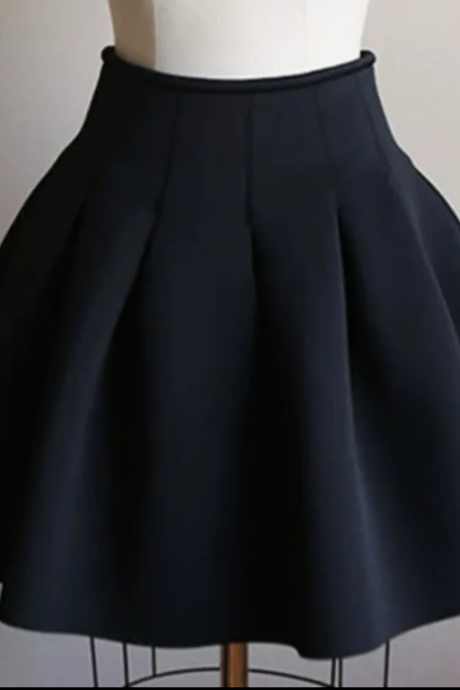 Autumn And Winter Korean Version High-waisted Slimming Bottom Short Skirt Women's Half Skirt Pleated Skirt Black Space Cotton