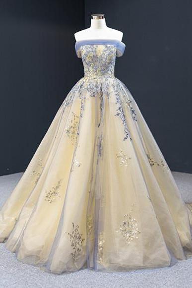 Wedding Dress 2023 Bridal Solo Pommel Dress Host Dinner Dress Line Shoulder Temperament Queen Wedding Dress