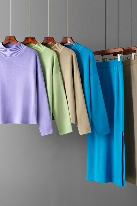 2023 Autumn Casual Loose Fashion Dress Two-piece Set Wholesale Sweater