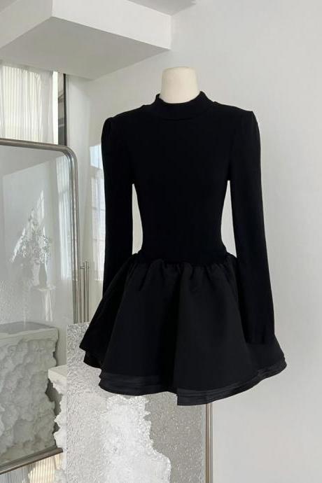 Little Black Dress Princess Dress Female Autumn/winter Coat With A Half Turtleneck Knit Skirt Pengpeng Skirt