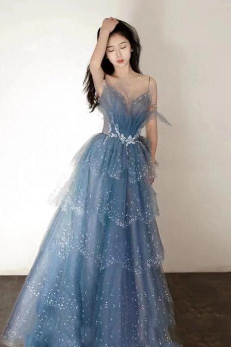 Evening Dress Style Light Luxury Hanging Strap Escaping Princess Annual Meeting Dress Female Host Small Adult Ceremony Evening Dress