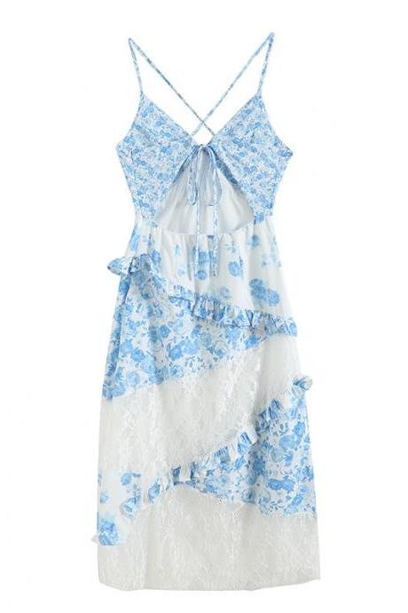 Casual Lace Patchwork Suspender Layered Dress