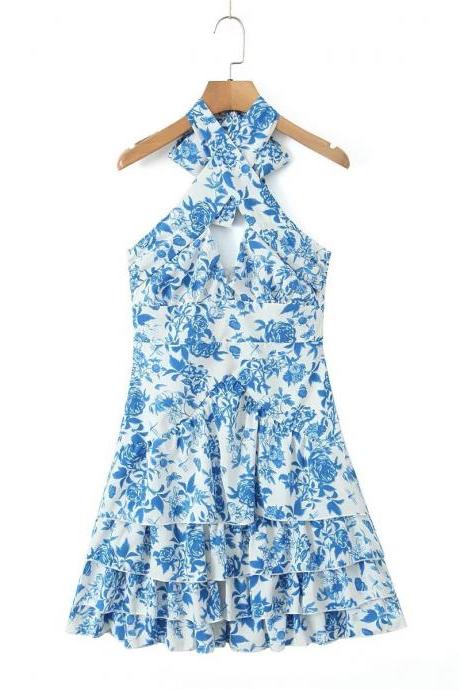 Casual Printed Neckline Sleeveless Dress