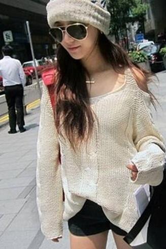 Cute Twist Off Shoulder Sweater Top
