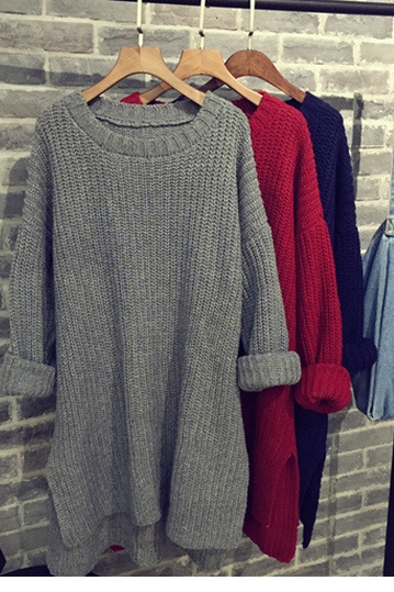 Fashion Long Section Of Thick Loose Pullover Sweater