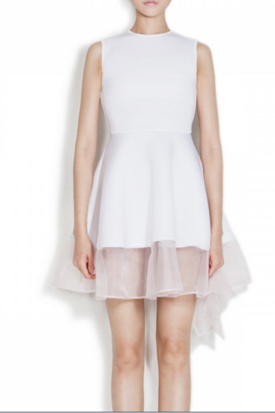 White Fabric Air Layer Hem Slim Fight Gauze Big Skirt