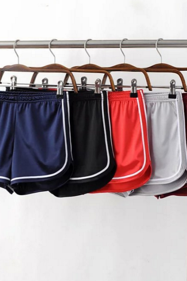 Glossy Shiny Elastic Waist Sports Shorts Shorts