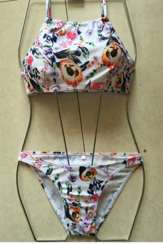Halter Neck Floral Two Piece Bikini