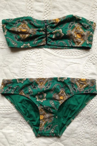 Green Zipper Two Piece Bikini