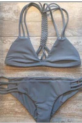 Grey Braid Two Piece Bikini