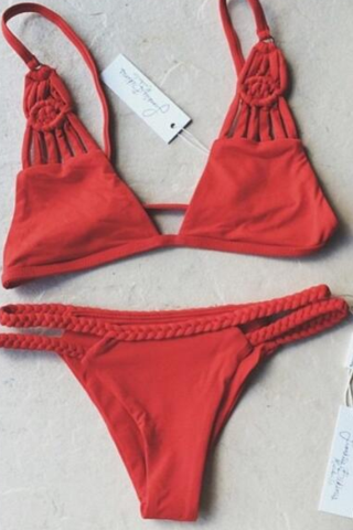 Red Braid Two Piece Bikini