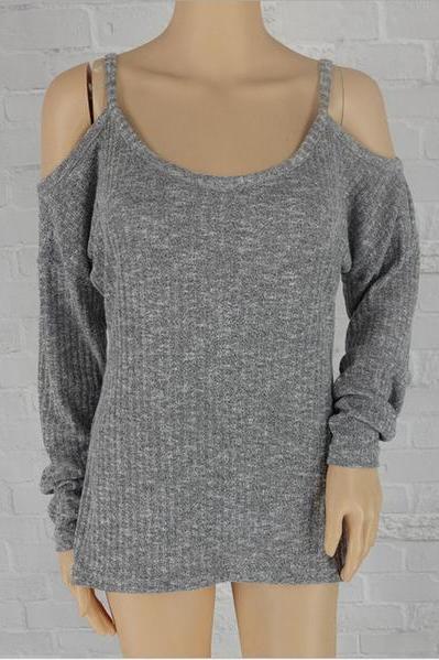 Knit Sweater Loose Strapless Long-sleeved Harness Sweater