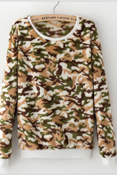 Flannel cute camouflage hedging sweater