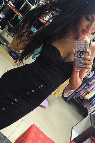 Black sexy package hip dress