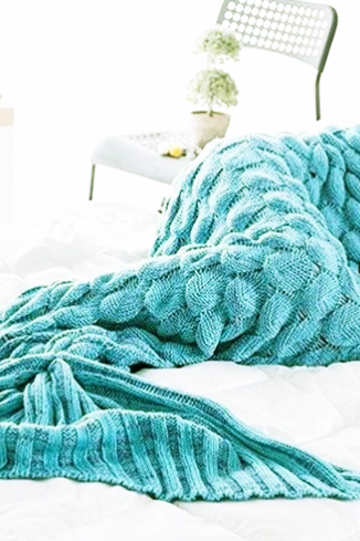 Scales Mermaid Blankets Fish Tail Knitting Blanket Carpet Sofa Blue