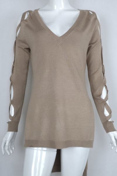 Autumn Sweater Long-sleeved Belt Split